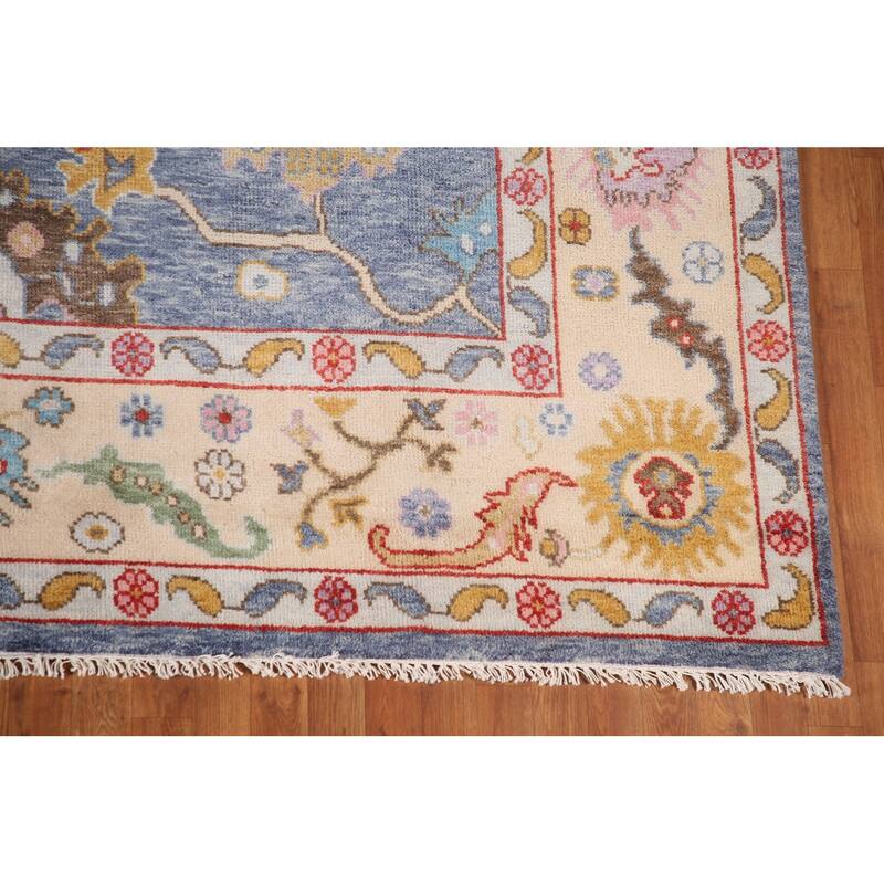 Floral Oushak Area Rug Handmade Wool Carpet - 8'11"x 11'9"