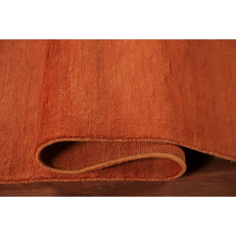 Modern Orange Gabbeh Oriental Area Rug Hand-Knotted Wool Carpet - 6'6" x 9'7"