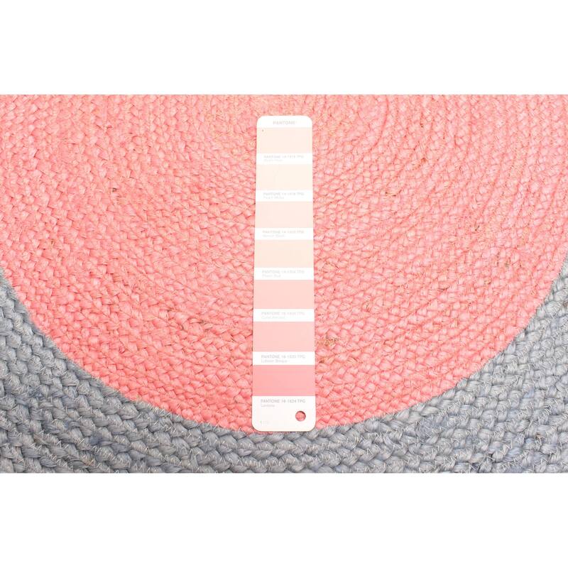 ECARPETGALLERY Braided Weave Palas Denizli Salmon Jute Rug - 3'3 x 3'3