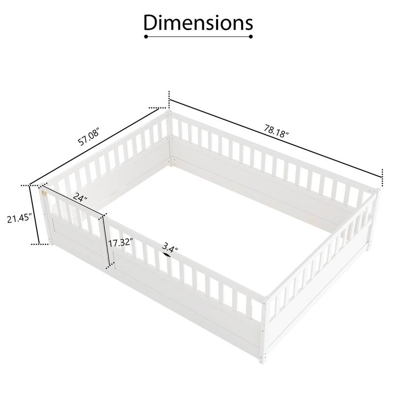 Full Size Floor Bed with Super High Security Barrier