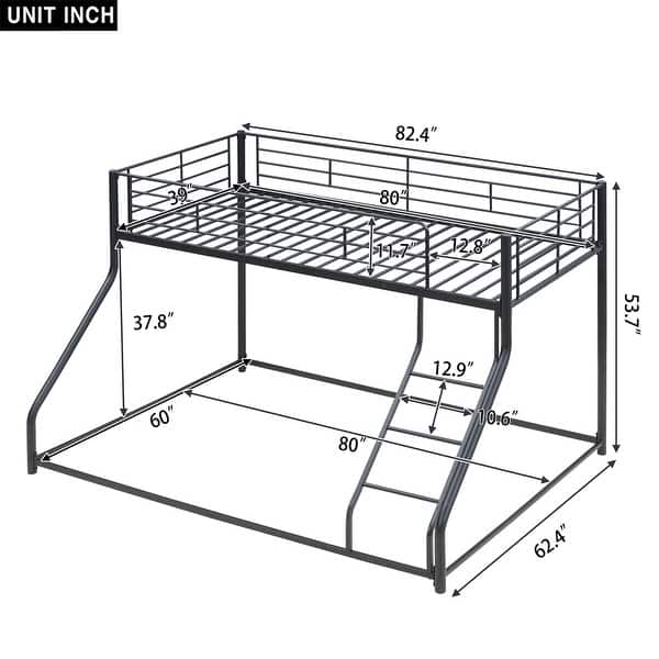 Twin XL Over Queen Metal Bunk Bed, Black