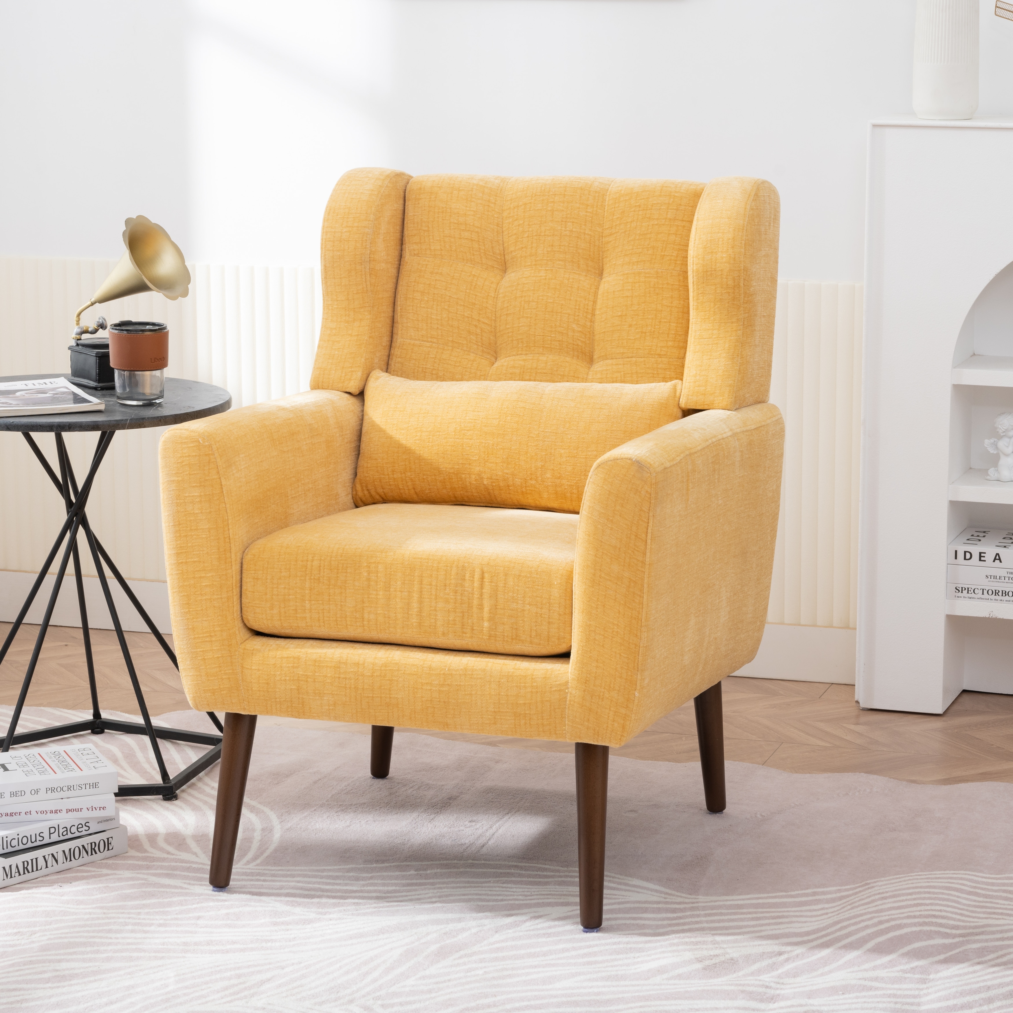 Modern Accent Chair Chenille Fabric Upholstered Reading Chair