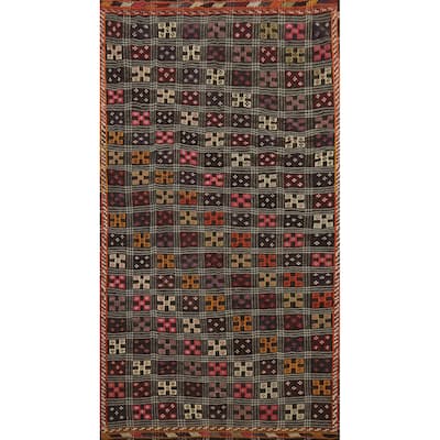 Hand Woven Oriental 100% Wool Carpet Southwestern Tribal Multi-Colored Kilim Area Rug - 11' 2'' X 6' 0''