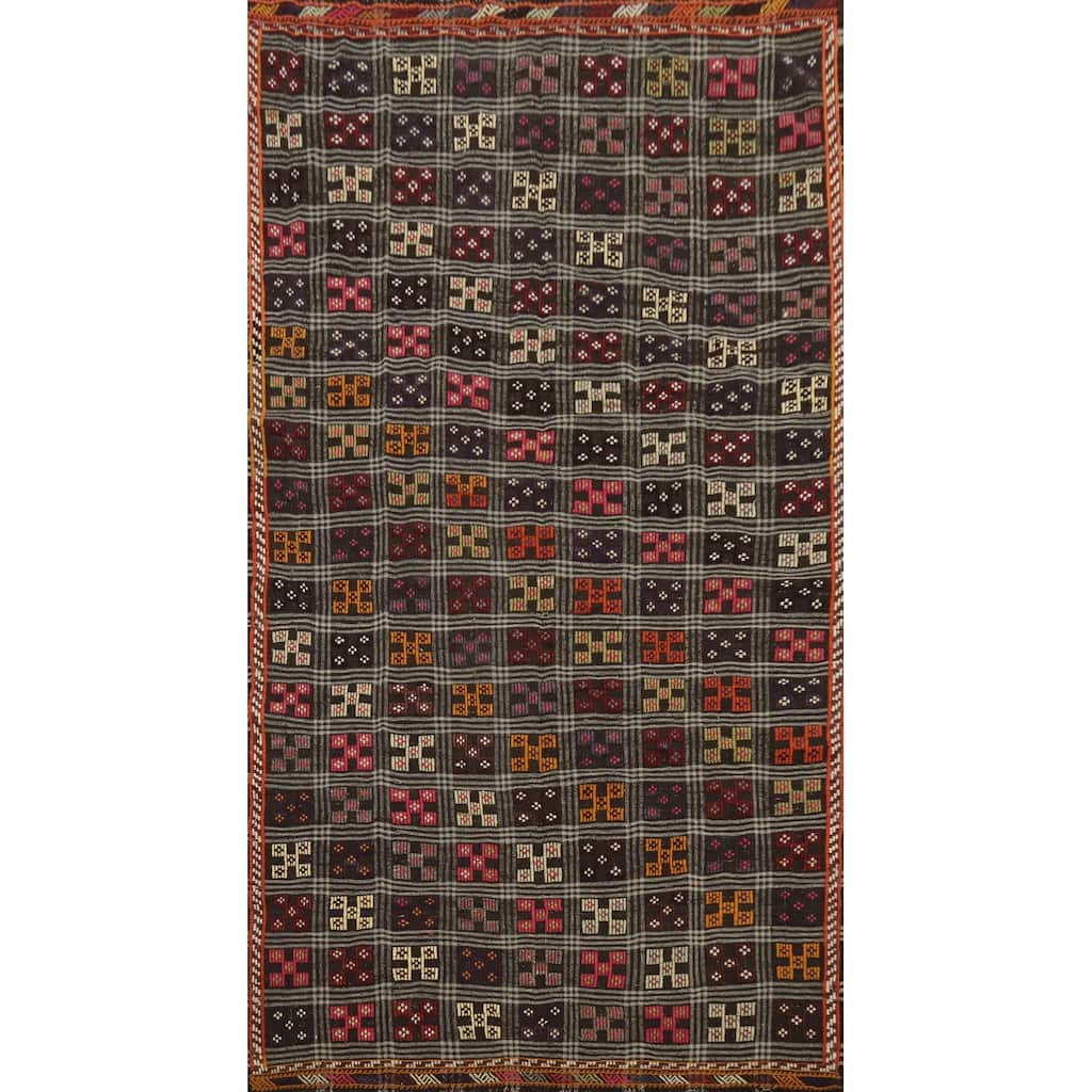 Hand Woven Oriental 100% Wool Carpet Southwestern Tribal Multi-Colored Kilim Area Rug - 11' 2'' X 6' 0''