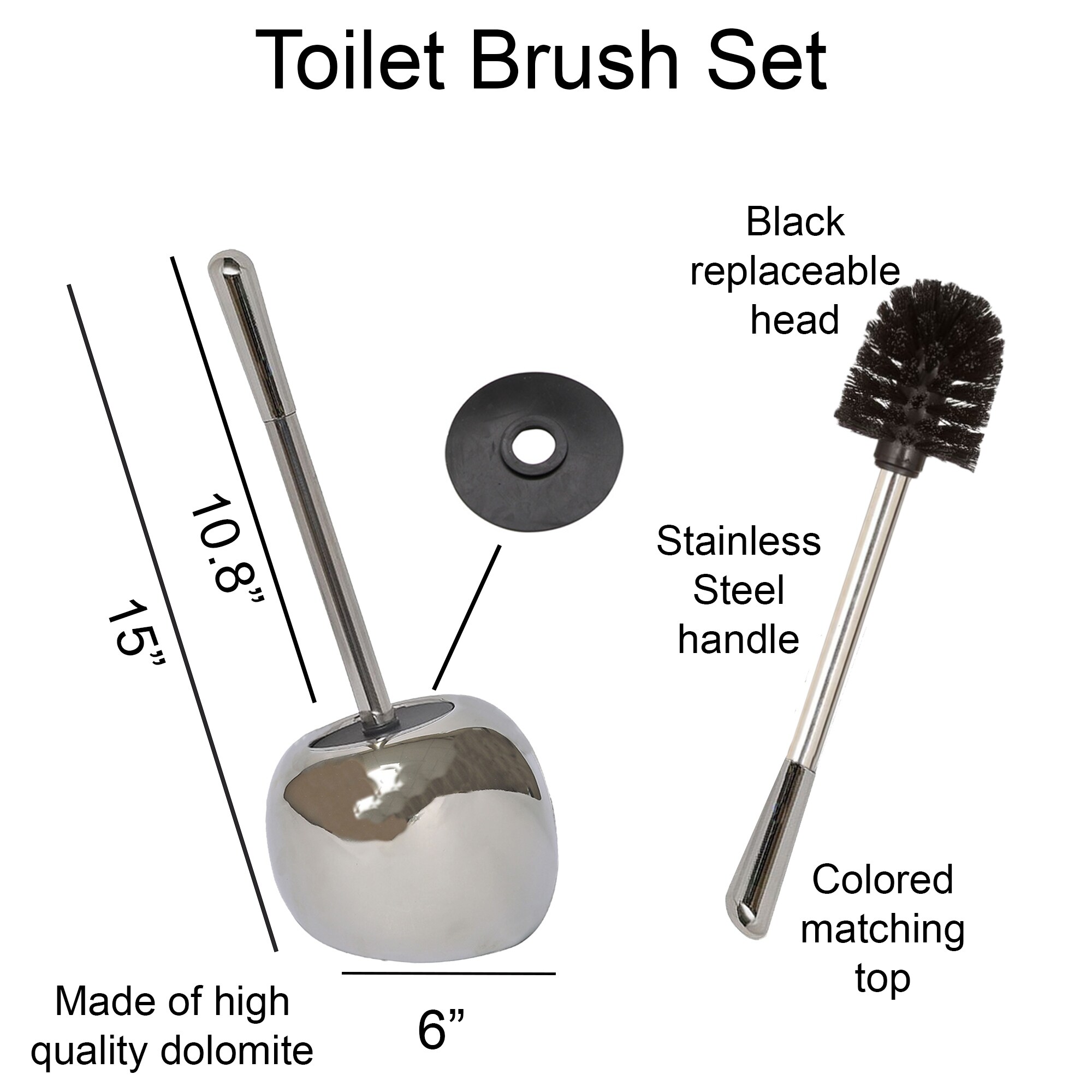 Home Basics Brushed Stainless Steel Tapered Toilet Brush Holder