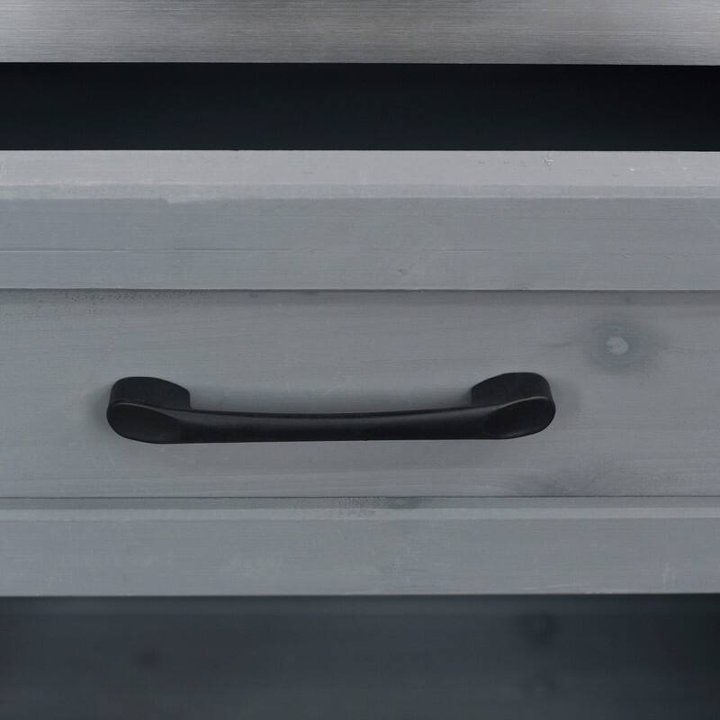 2-Piece Outdoor Kitchen Island Set with Stainless Steel Top and Sink, Drawer and Cabinets for Outdoor Storage w/ Wheels