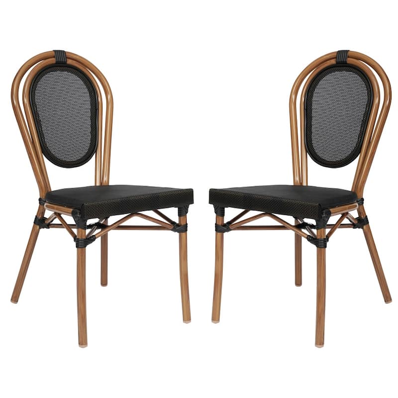 2 Pack All-Weather Commercial Paris Chairs with Metal Frames