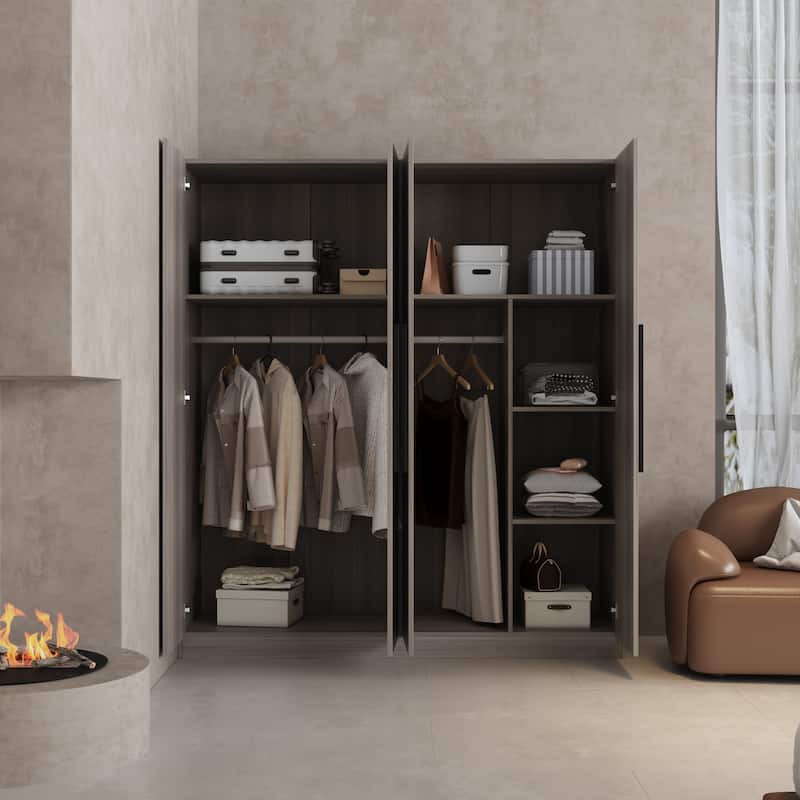 63"W x 70.9"H Armoire Two Cabinet With Four Doors Large