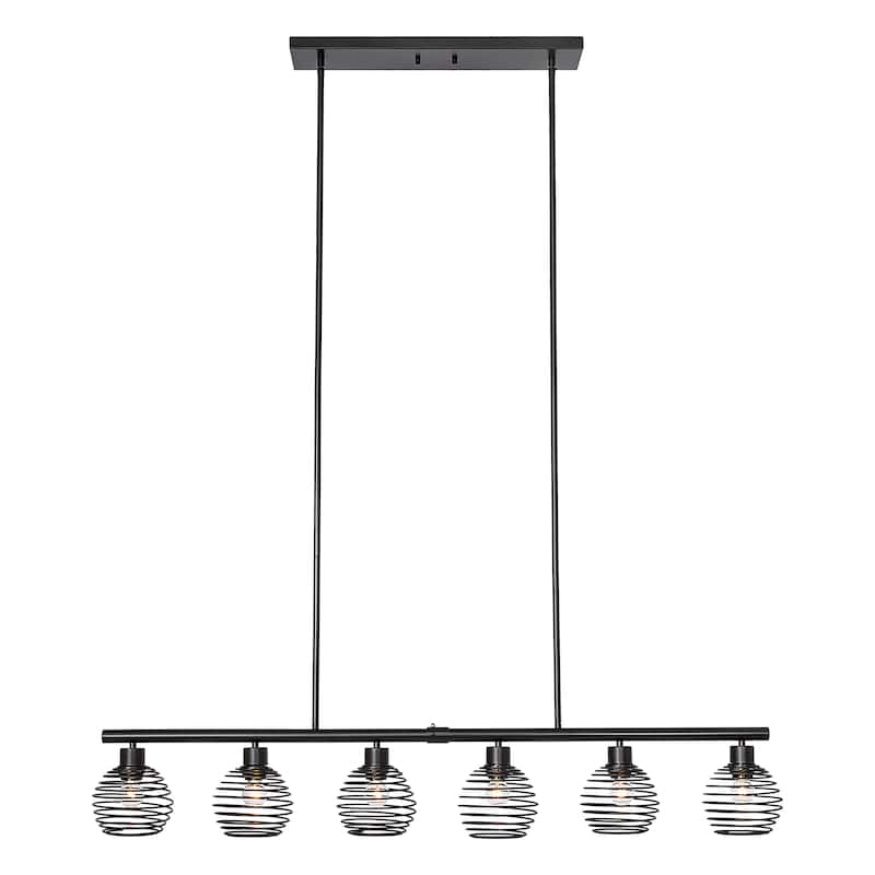 Modern 6-light Classic Black Kitchen Island Linear Pendant Lights - W49.21"*D5.51"*H8.66"