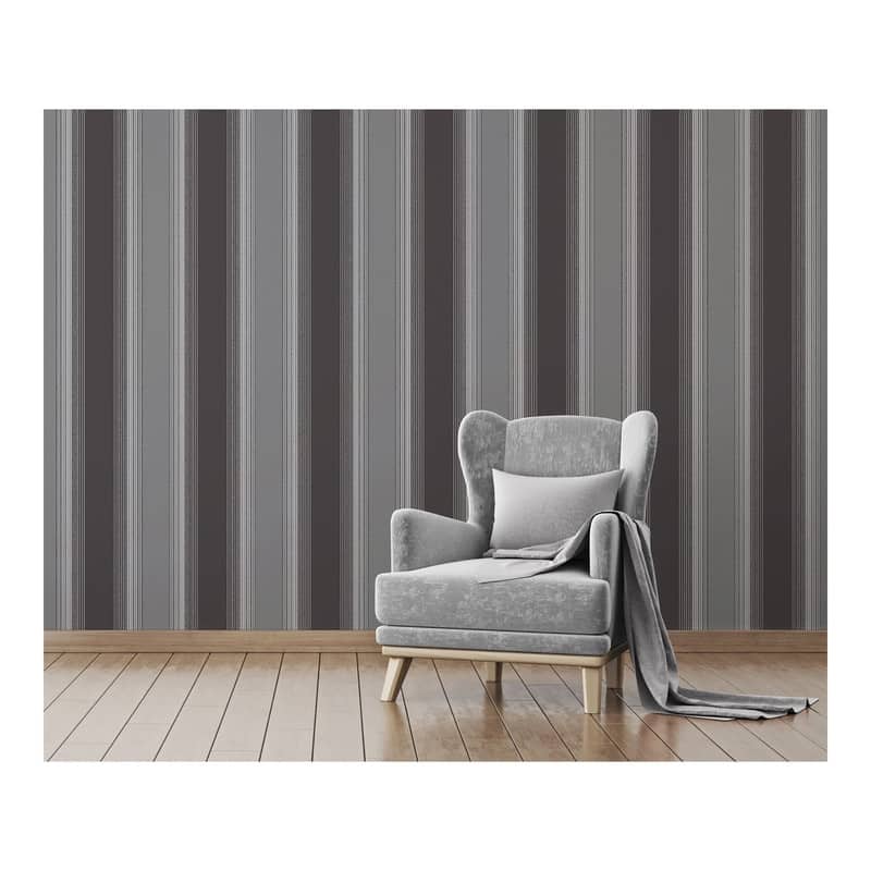 Fine Decor Stefano Black Stripe Wallpaper - 20.5 x 396 x 0.025 - On ...