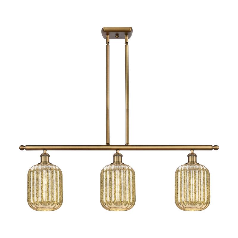 Innovations Lighting Endless Possibilities Ballston - Preston - 3 Light 36" Jar Shade Stem Hung Island Light - Mercury/Brushed Brass
