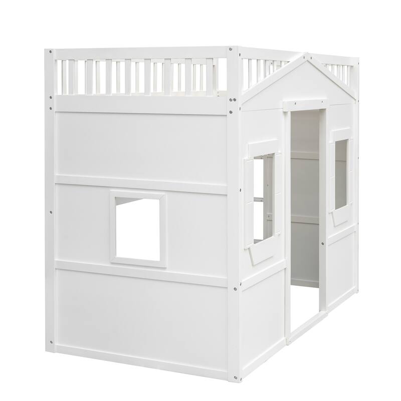 Twin Size Loft Bed with Ladder, Solid Wood Frame, Ideal for Kids and Teens