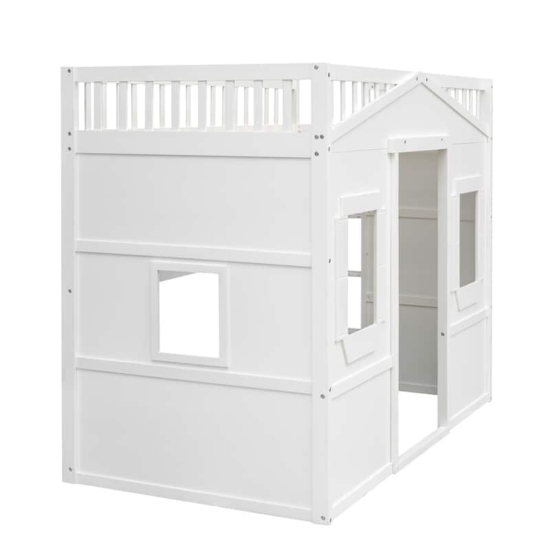 Wood Twin Size Loft Bed with Attached Ladder, Featuring Elegant Design for Stylish Bedrooms