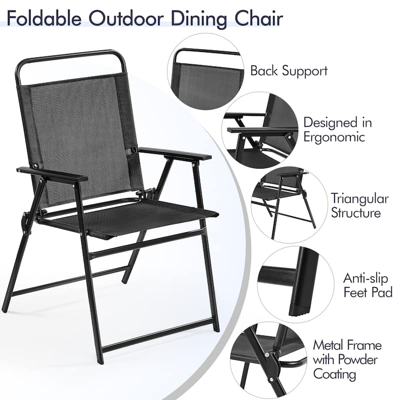 Yaheetech 2pcs Folding Dining Chairs All-weather Folding Lawn Chairs