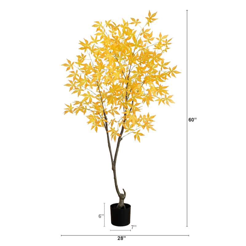Maple Potted Artificial Tree - 5' - Orange and Red