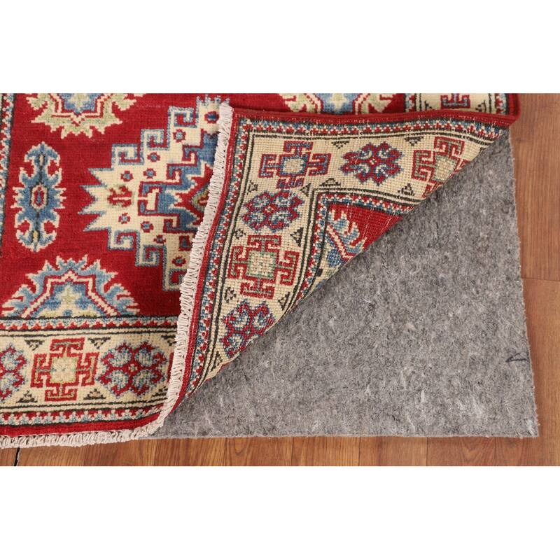 Geometric Red Kazak Accent Rug Handmade Wool Carpet - 2'9" x 4'0"