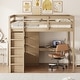 preview thumbnail 3 of 15, Wood Full Size Loft Bed with Built-in Wardrobe, Desk and Drawers, Natural