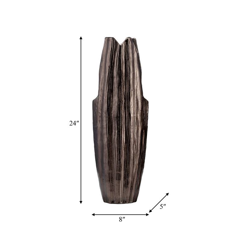 Sagebrook Home Modern Textured Metal Abstract Ridged Vase