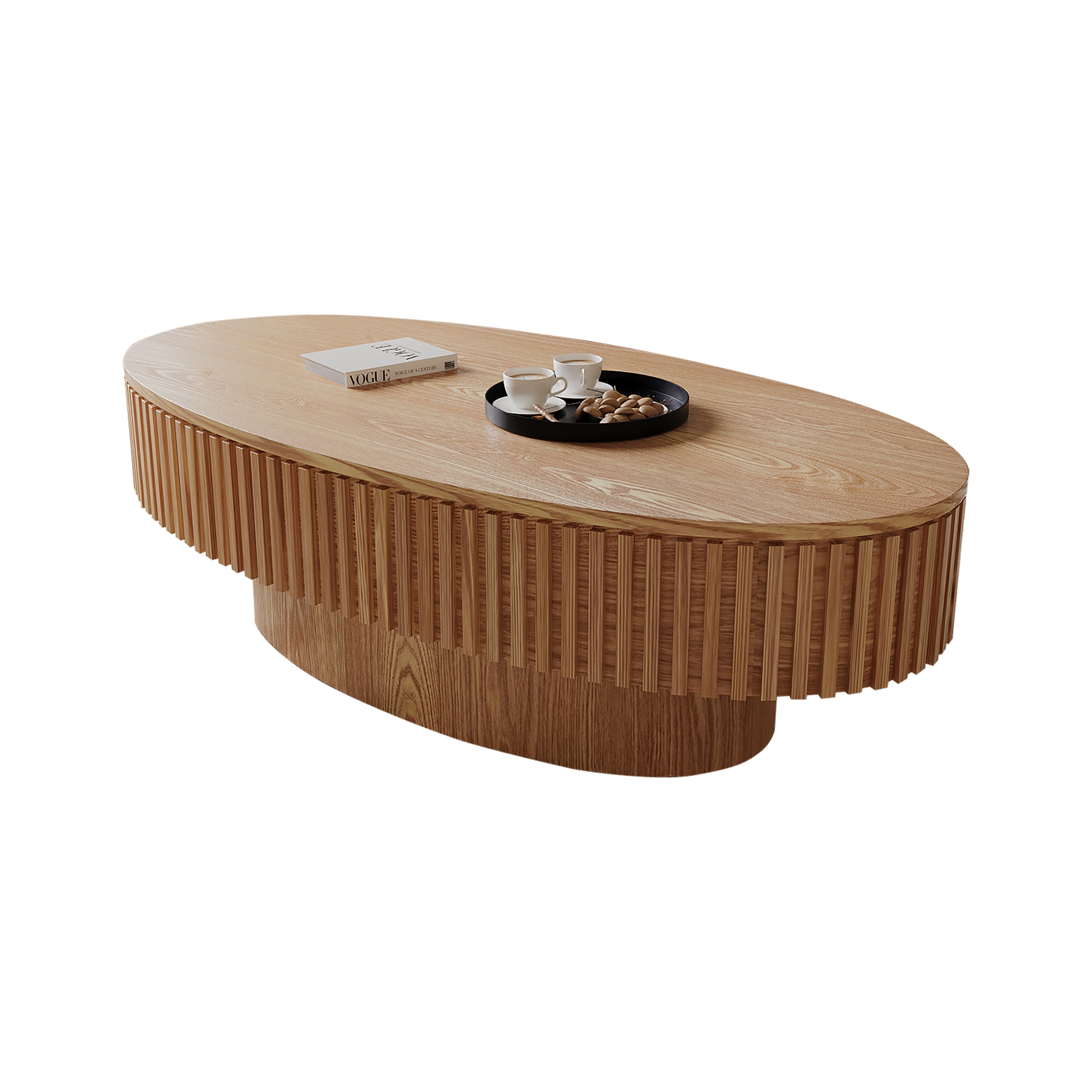 GDF Studio - Elowen 47 Inch Oval Coffee Table with Storage - On