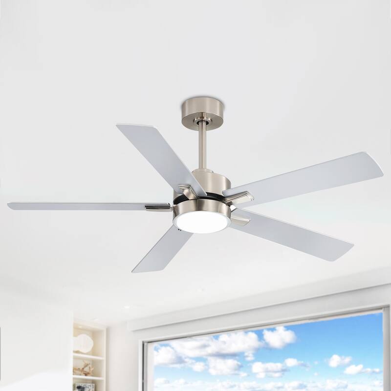 52-IN LED Ceiling Fan with Light Kit and Remote- 5 Blade - SatinNickel