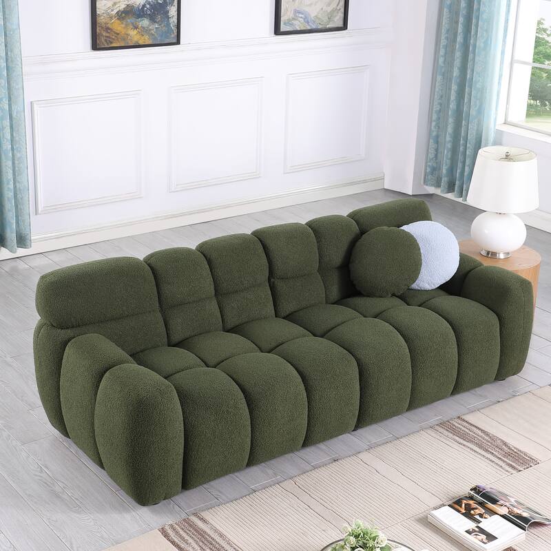 Modern 3-Seat Boucle Sofa with Clean Lines and Plush Cushions