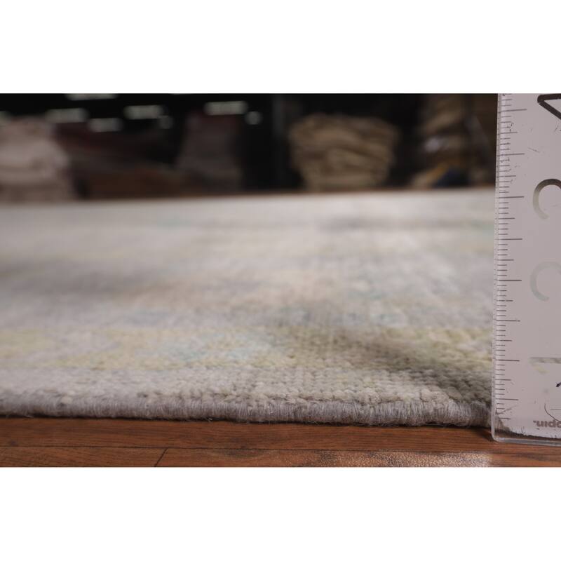 Vegetable Dye Oushak Oriental Area Rug Hand-Knotted Grey Wool Carpet - 8'11"x 11'8"