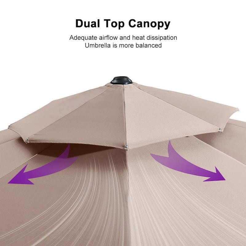 PURPLE LEAF 12ft Large Round Offset Hanging Cantilever Patio Umbrella with Base