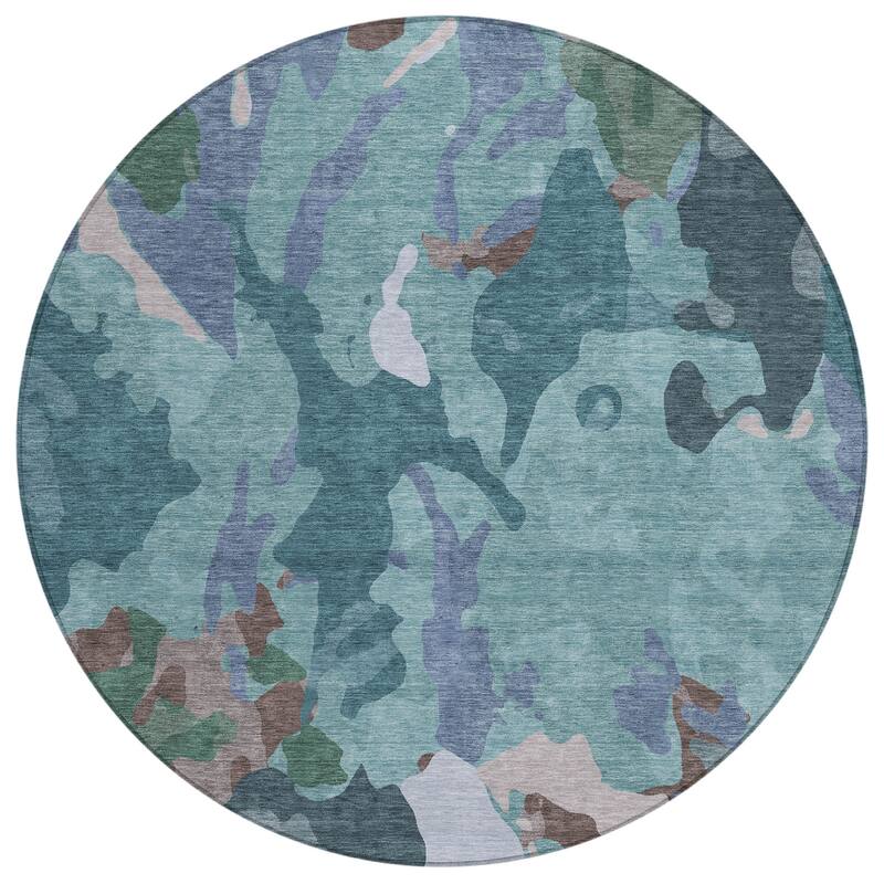 Machine Washable Indoor/Outdoor Modern Brushstrokes Chantille Rug