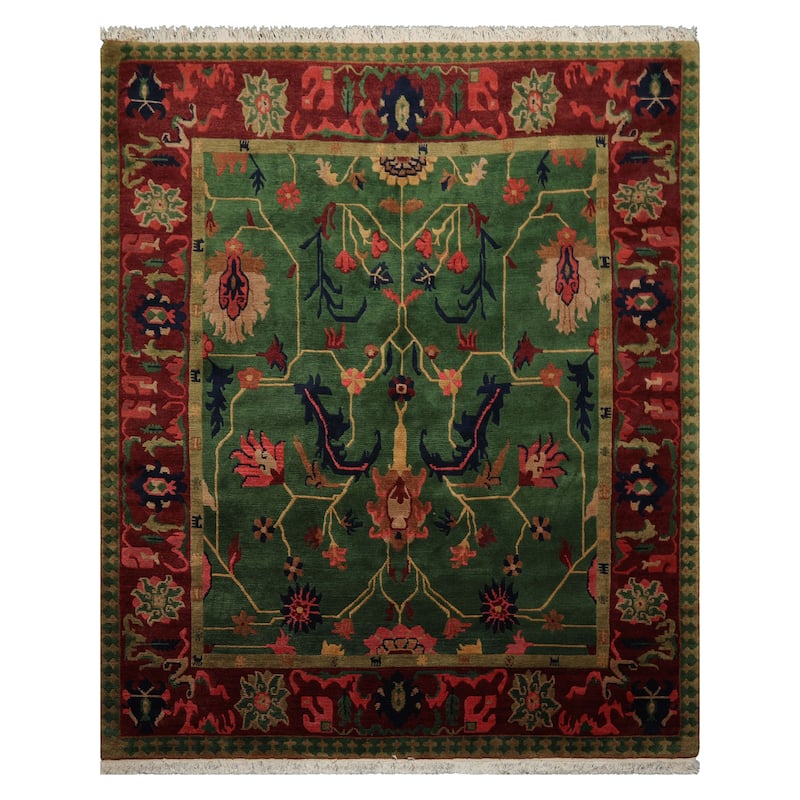 8x10 Hand Knotted Wool Green Tibetan Plush Pile Tufenkian Area Rug - 8' x 10'