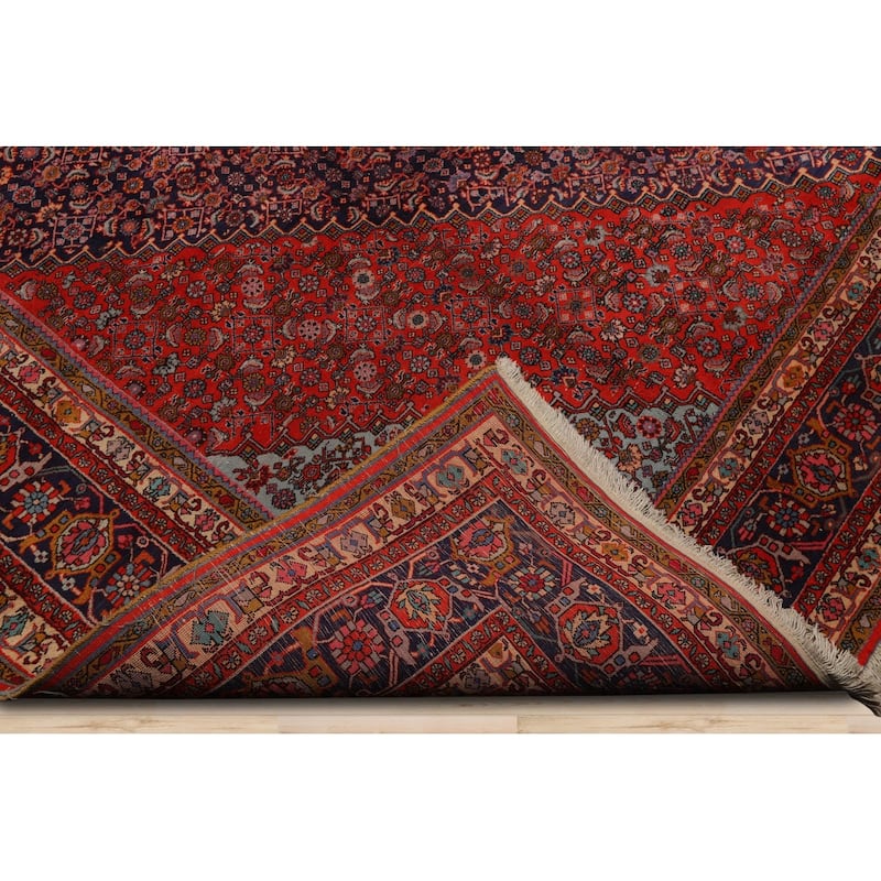 Hand Knotted Navy,Orange Persian Wool Traditional Oriental Area Rug - 10' x 13' 3''