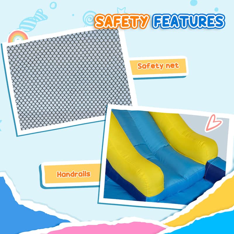 5-in-1 Inflatable Water Play Center with Slide, Splash Pool, Climbing Wall, Trampoline & Water Cannon