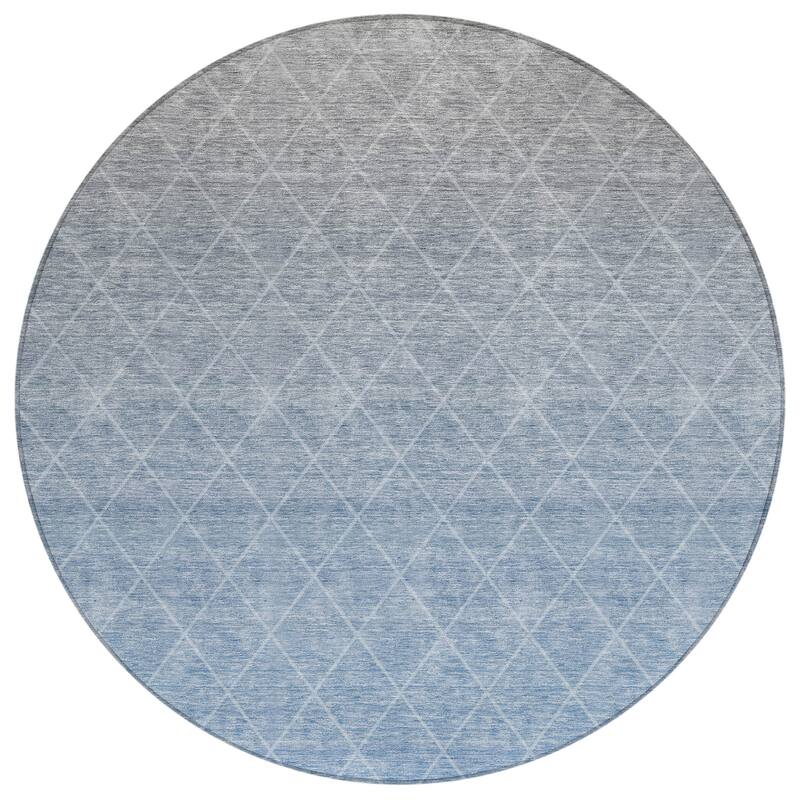 Machine Washable Indoor/ Outdoor Ombre Trellis Chantille Rug