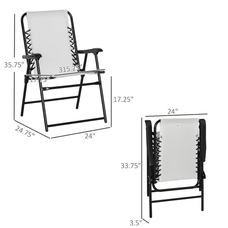 Set of 2 Patio Folding Chairs, Outdoor Portable Lawn Chairs with Armrests for Camping, Garden, Pool, Beach, Backyard