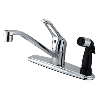 Kingston Brass Wyndham Kitchen Faucet with Metal Lever Handle and Deck - Polished Chrome