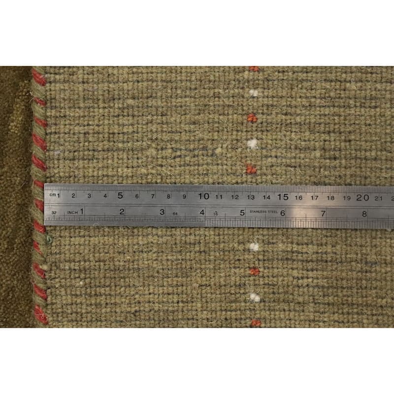Hand Knotted Oriental 100% Wool Carpet Tribal Animal Pictorial Green Gabbeh Area Rug - 6' 11'' X 4' 7''