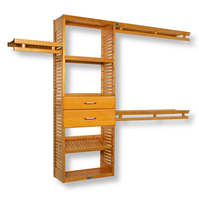 John Louis Home Solid Wood Reach-In Simplicity Closet System with 2-Drawers Honey Maple