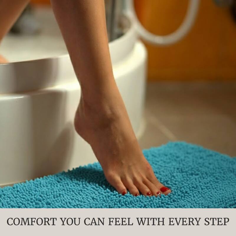 Bathroom Rugs - 2-Piece Memory Foam Bathroom Set with Chenille Shag Top and Non-Slip Base by Windsor Home