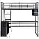 preview thumbnail 18 of 22, Twin/Full Size Loft Bed with LED Light and Bulit-in Desk, Metal Gaming Loft Bedframe with 4 Storage Shelves and Ladder