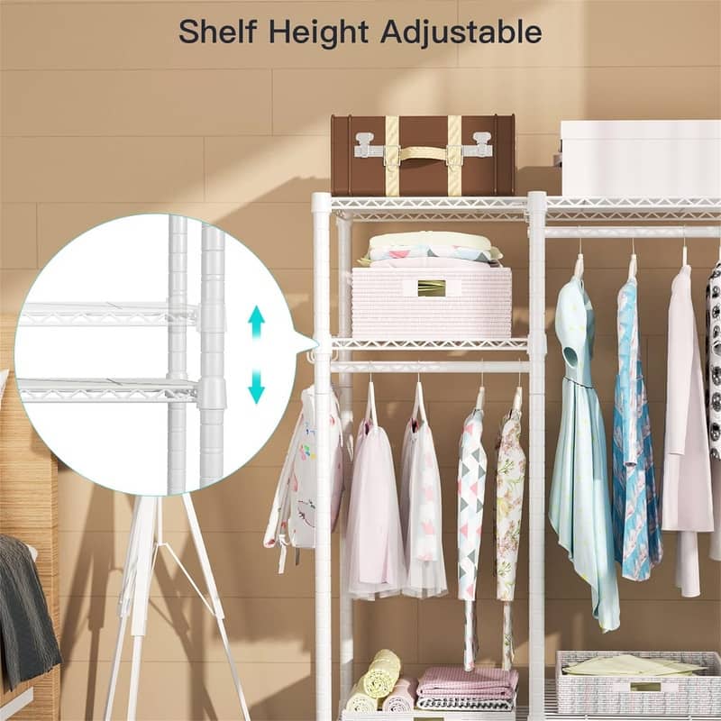Small Metal Clothes Rack with 2 Hanging Rod ‎11.8"D x 31.2"W x 48"H