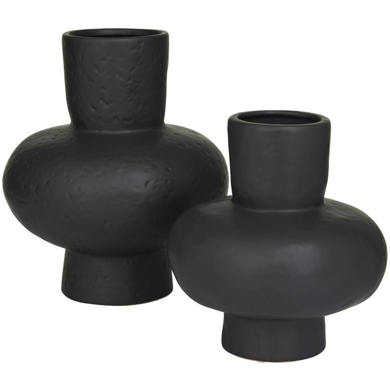 Ceramic Gourd Style Decorative Vase - Set of 2 White or Black - CosmoLiving by Cosmopolitan