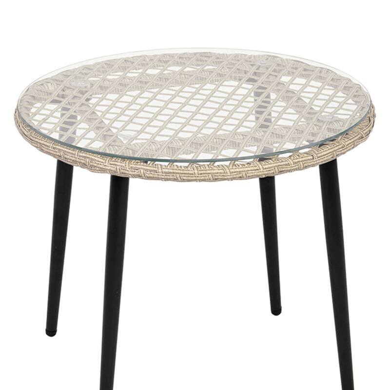 3-Piece Patio Furniture Wicker Bistro Set with Cushions - 20"L x 23.6"W x 32"H