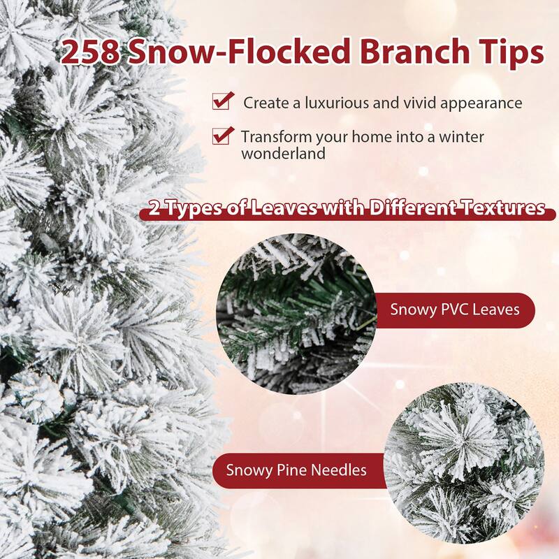 Gymax 4.5/6/7 FT Pre-Lit Artificial Christmas Tree Slim Pencil Xmas