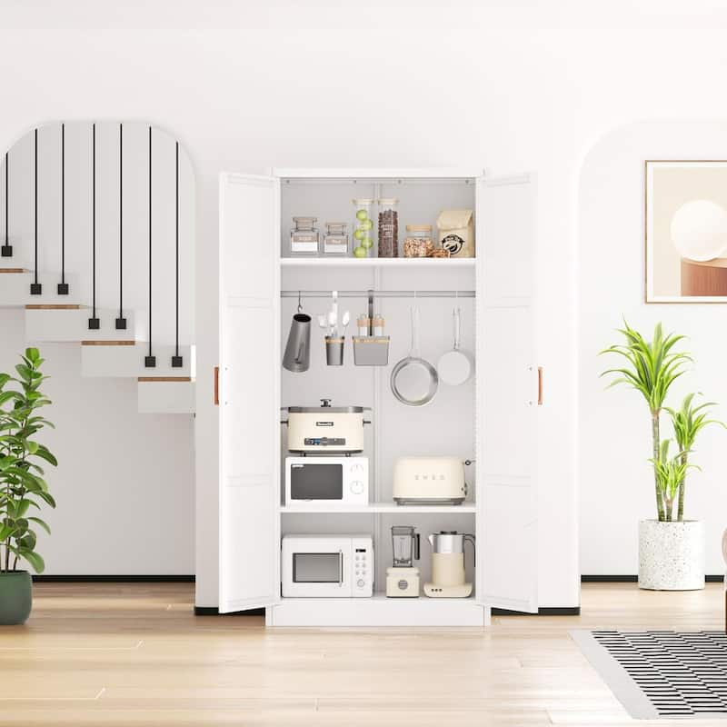 71'' - 72'' Tall Wardrobe Armoire Clothing Closet Storage Cabinet with Hanging Rod and Adjustable Shelves