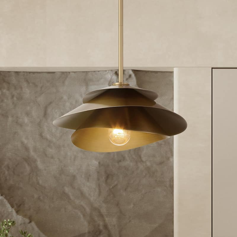 Hunter Hiro 1 Light Pendant - Kitchen, Dining Room, Entry - Contemporary, Modern - Statement Lighting! - Large - Alturas Gold