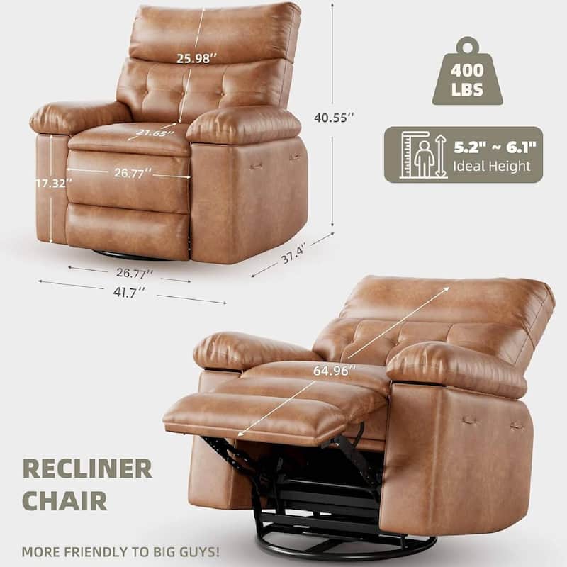 Oversized Rocker Swivel Recliner Chair, Lazy Sofa Chair for Living Room, Outdoor