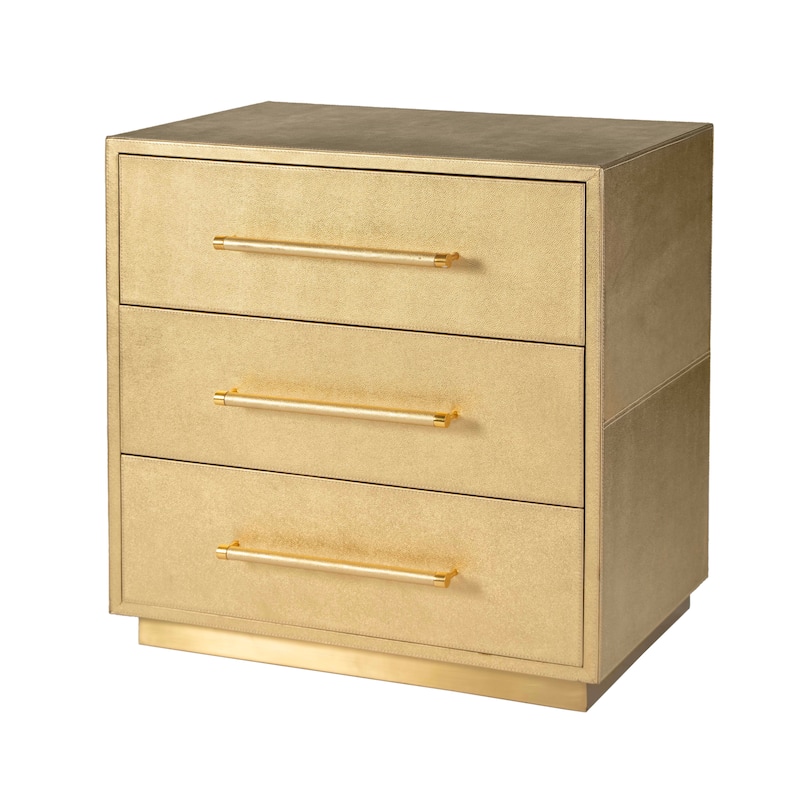 Medera 28 in. W Rectangular 3 Drawer Accent Chest - Antique Gold