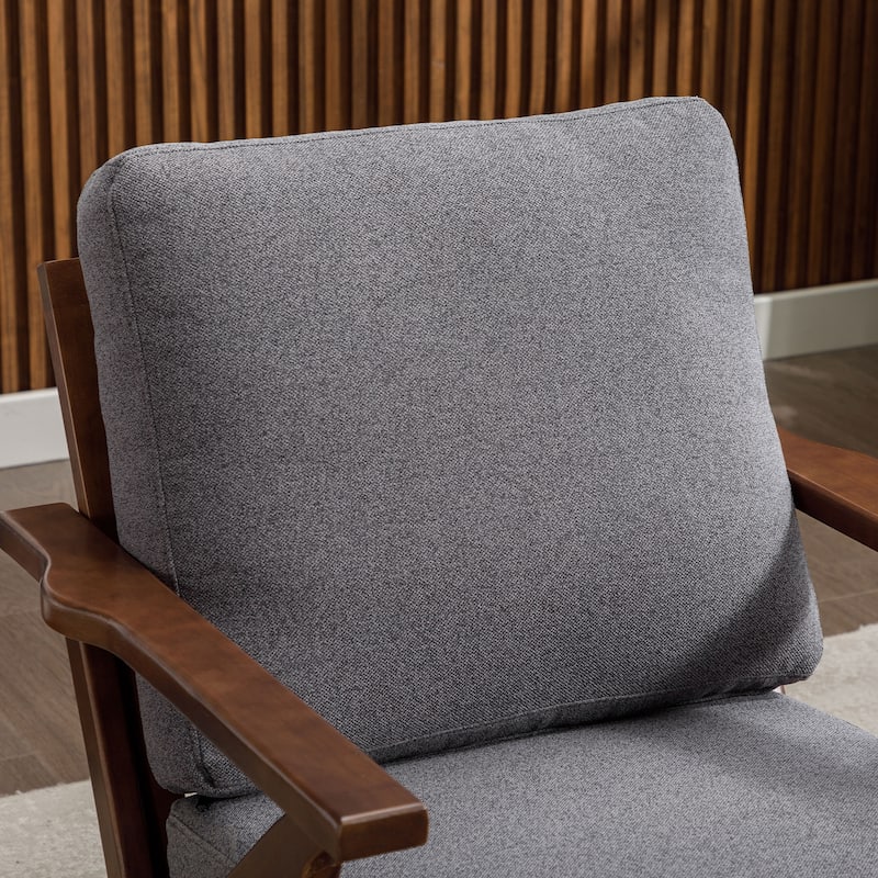 Ebello Upholstered Leather Accent Armhair with Solid Wood Frame and Removable Cushions