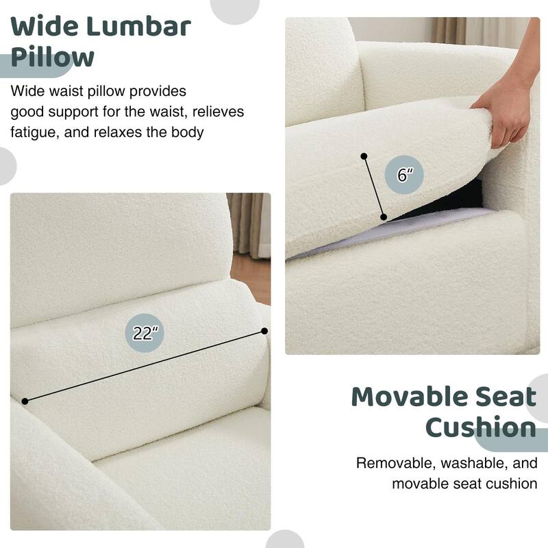 Swivel Manual Recliner Chair Teddy Fabric Nursery Glider Rocking Recliner Set of 2