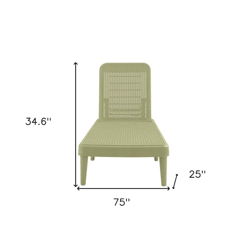 75" Sage Heavy Duty Plastic Outdoor Stacking Chaise Lounge
