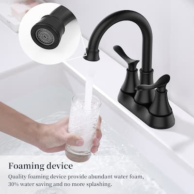 2 Handle 360 Degree Swivel Bathroom Vanity Sink Faucet with Pop Up Drain and Supply Hose, Aerator, Anti Scratch, Anti Rust